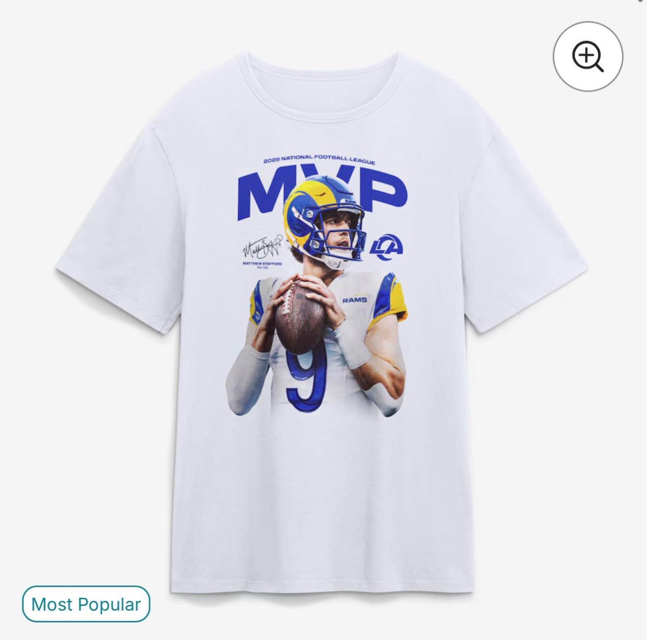 Matthew Stafford MVP x LA Rams T shirt New 2026 (Copy)