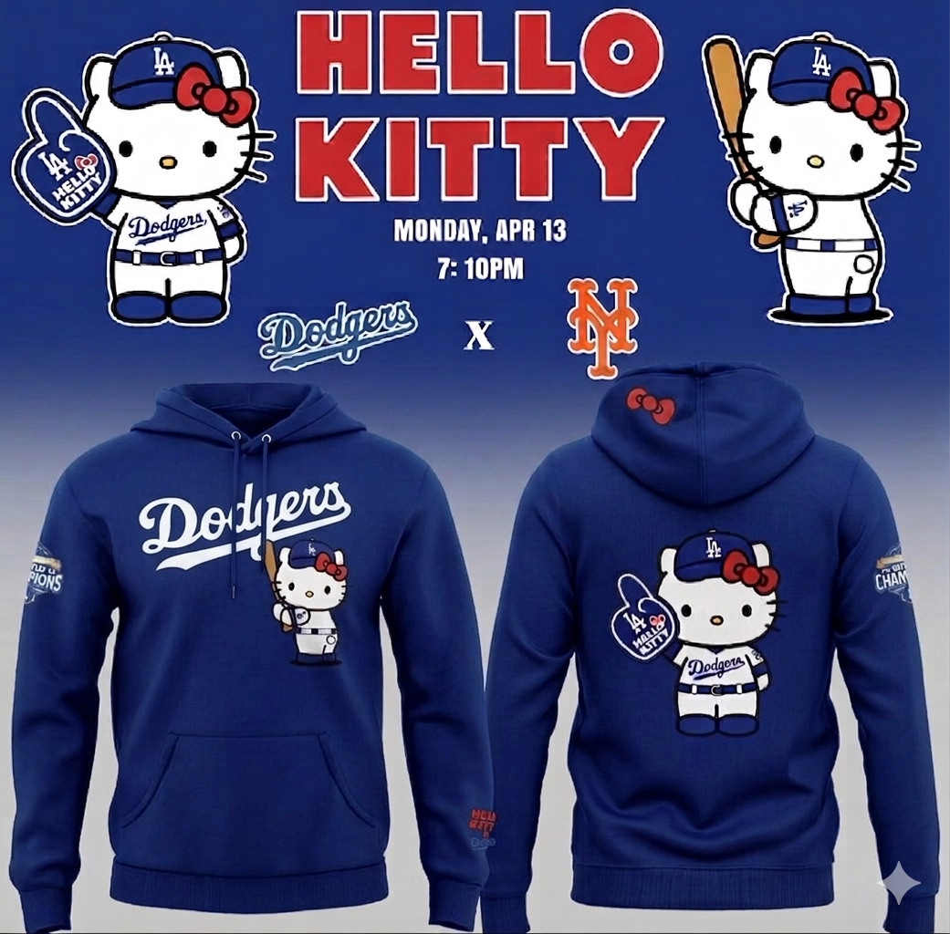 Dodgers X Hello Kitty Pullover Hoodie 2026 New S-5XL