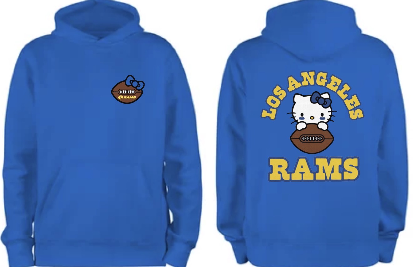 LA Rams X Hello Kitty Package Pullover Hoodie 2025 New S-5XL