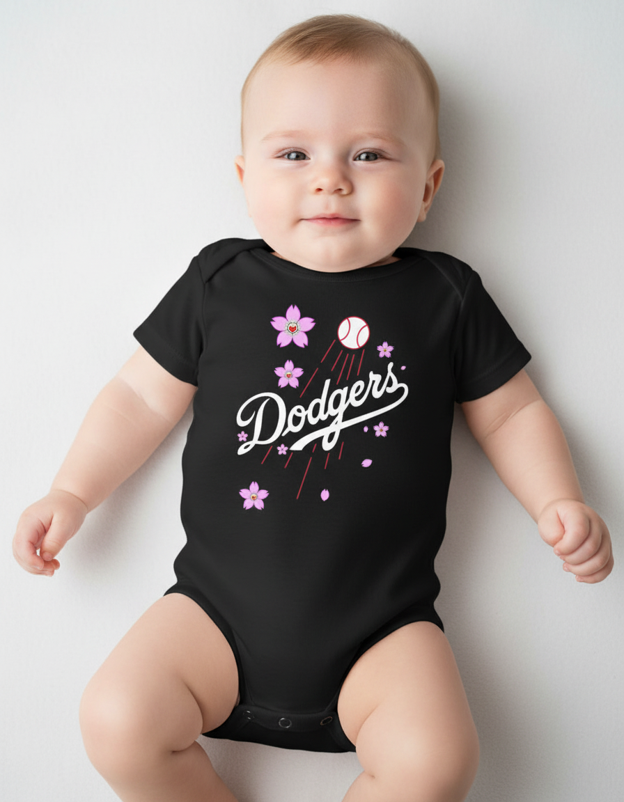 Los Angeles Dodgers Murokami Flowers Baby Onesiem