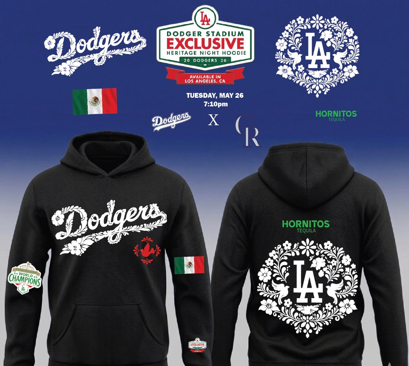 Dodgers X Mexico Night 26 Pullover Hoodie 2026 New S-5XL