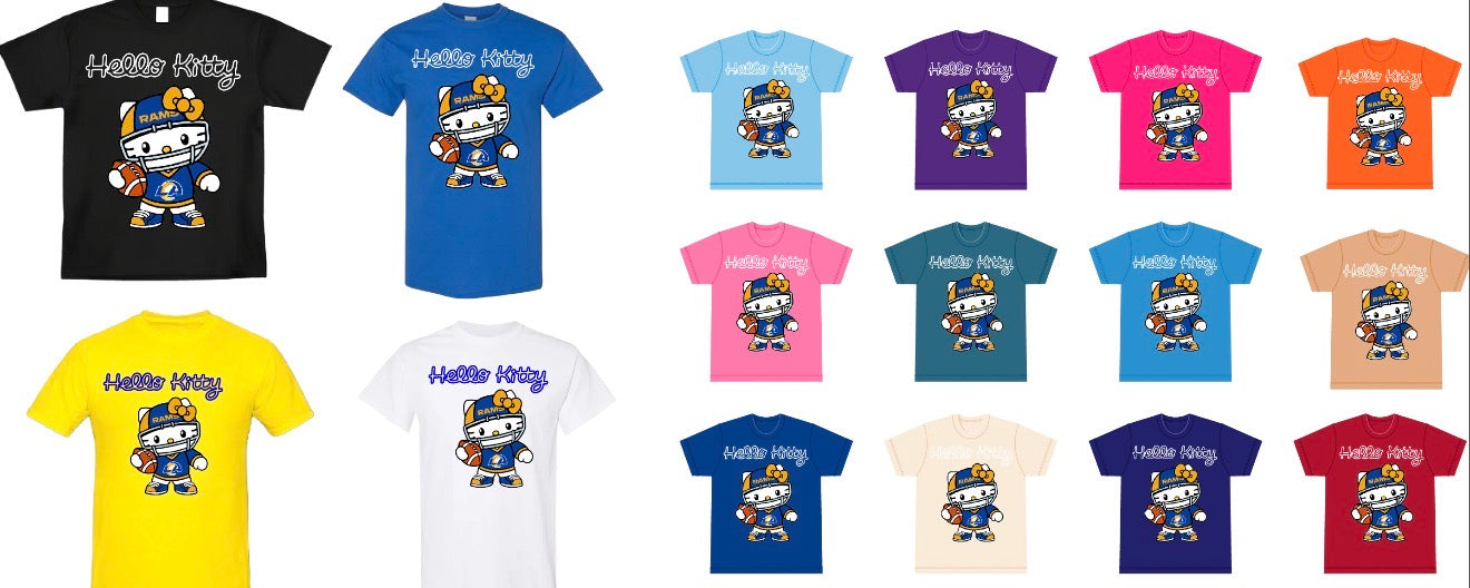 Hello Kitty x LA Rams Collab T shirt Kids x Adult Sizes 2025