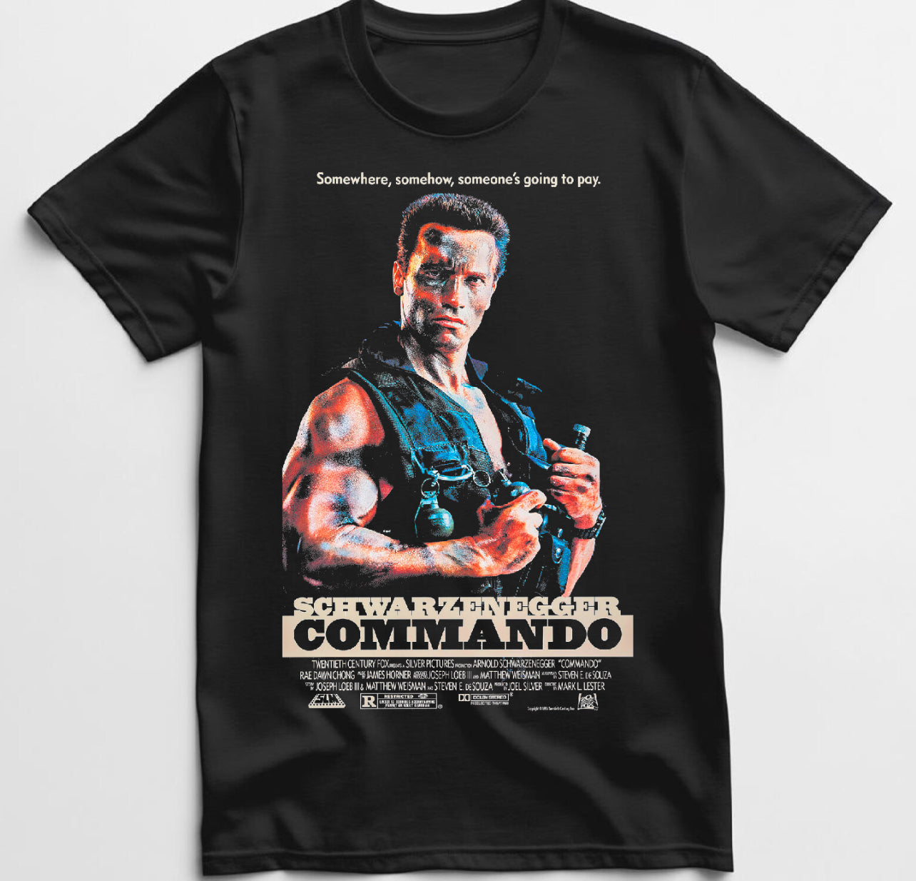 Commando T shirt New S-5XL Classic Movie Tee Half Tone Shirt