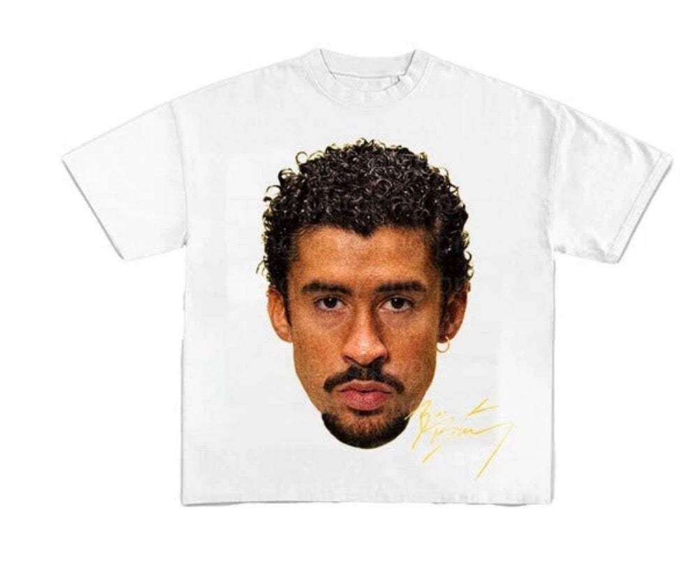 Bad Bunny Big Face Signature T shirt New S-5XL