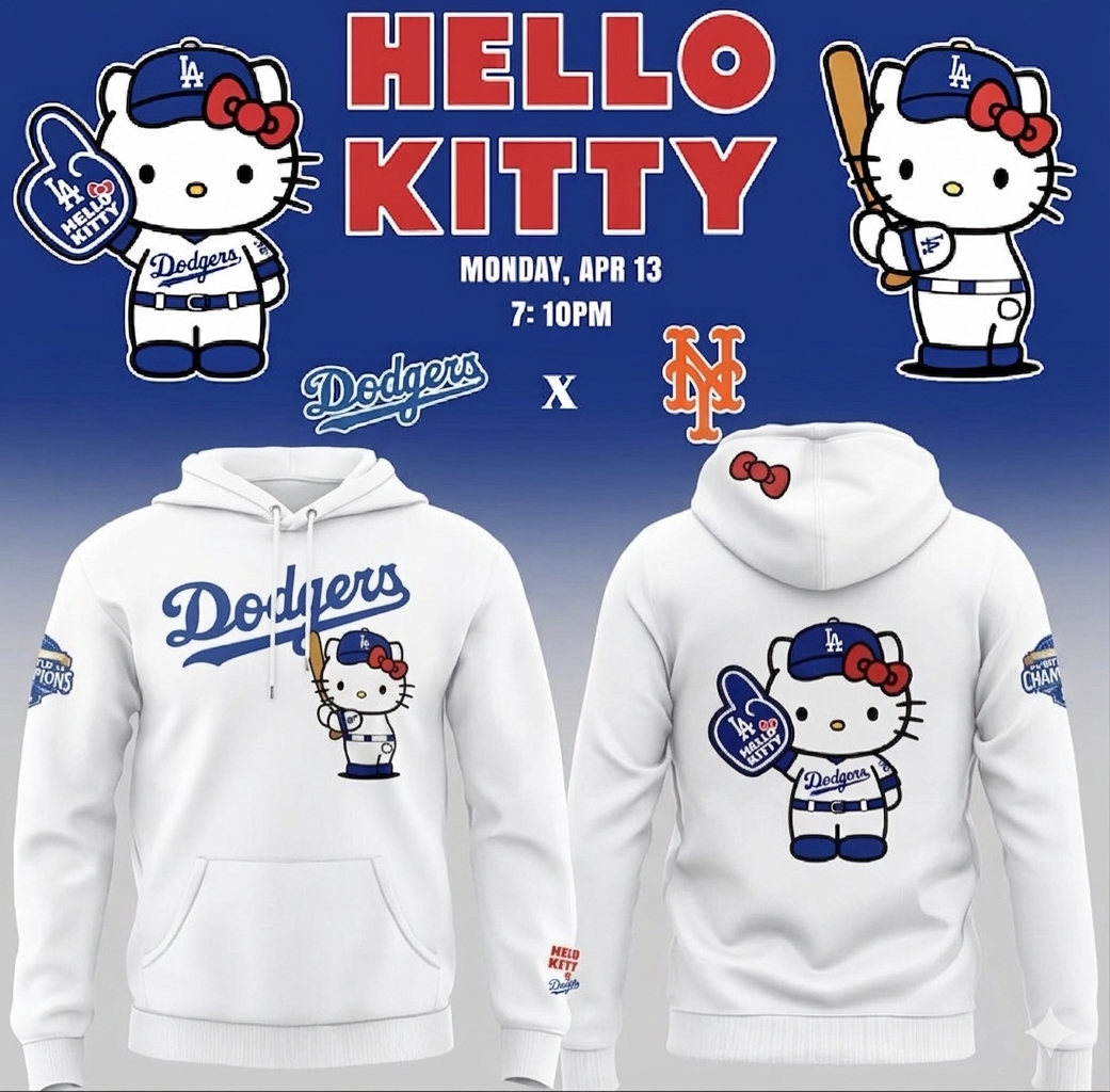 Dodgers X Hello Kitty Pullover Hoodie 2026 New S-5XL