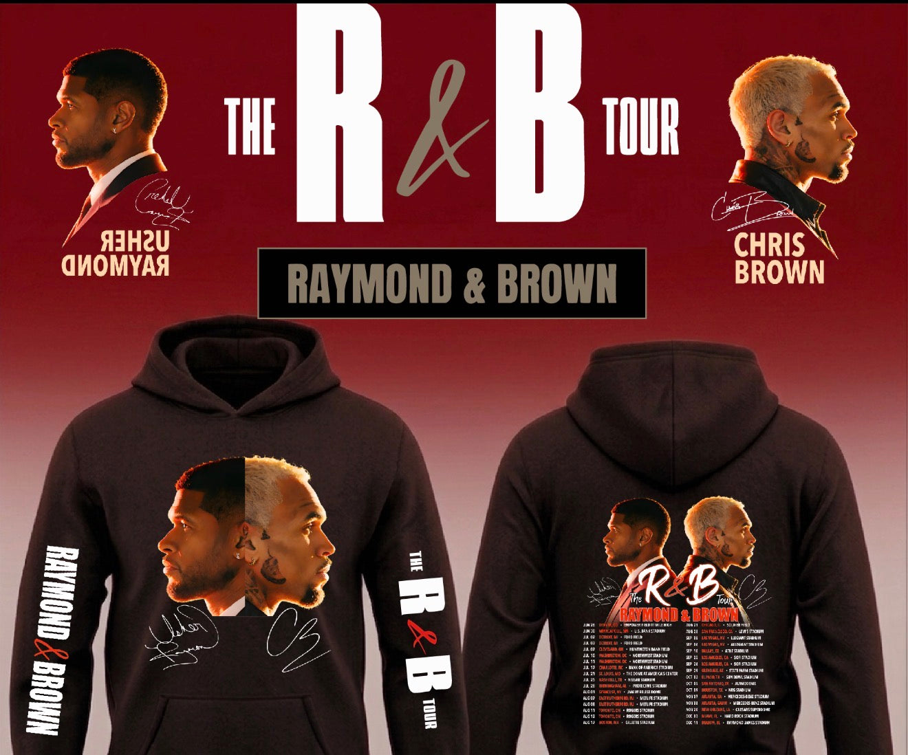 Usher x Chris Brown “R&B Tour” Pullover Hoodie 2026 New S-5XL