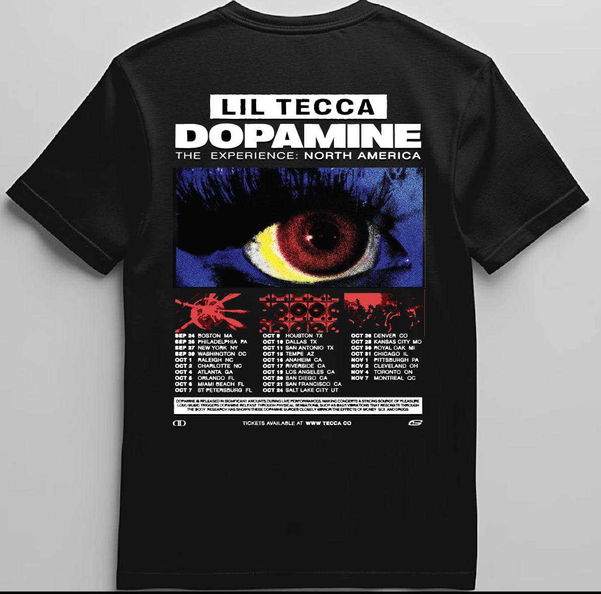 Lil Tecca Dopamine The Experience North America Tour Dates T shirt All Colors and Sizes