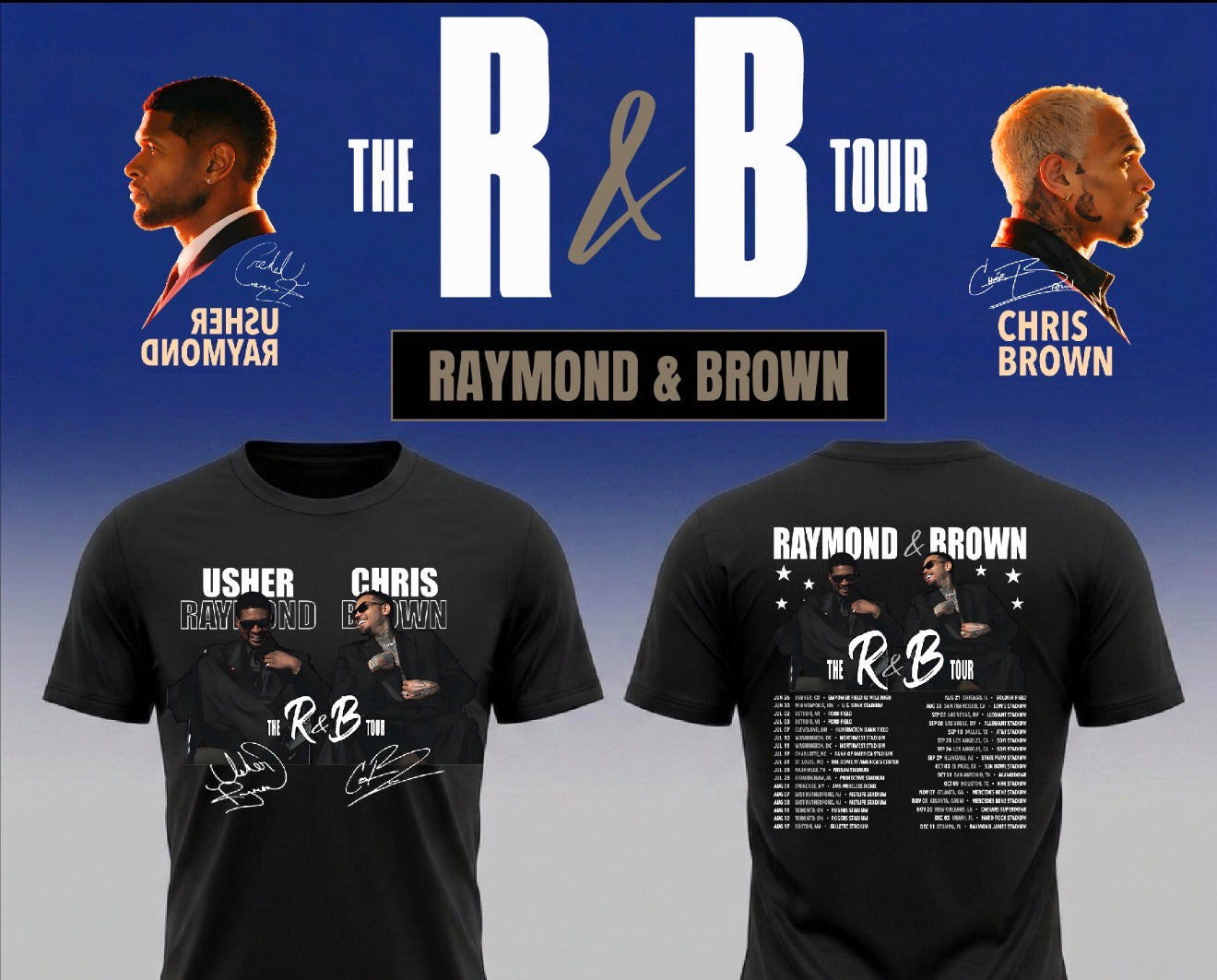 Usher & Chris Brown “R&B Tour Merch” T shirt