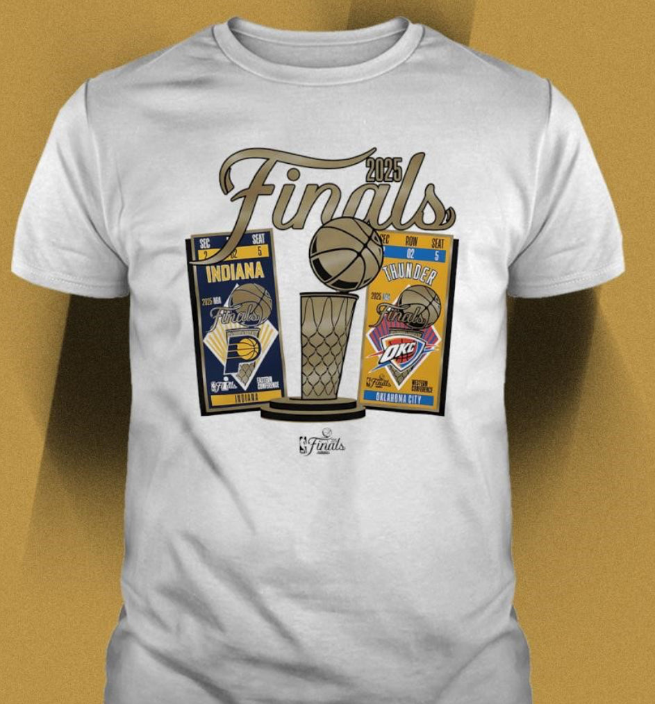 Indiana Pacers vs. Oklahoma City Thunder Stadium Essentials Heather Gray 2025 NBA Finals Ticket Matchup T-Shirt