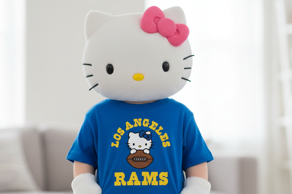 Hello Kitty x LA Rams T shirt Kids x Adult Sizes 2025