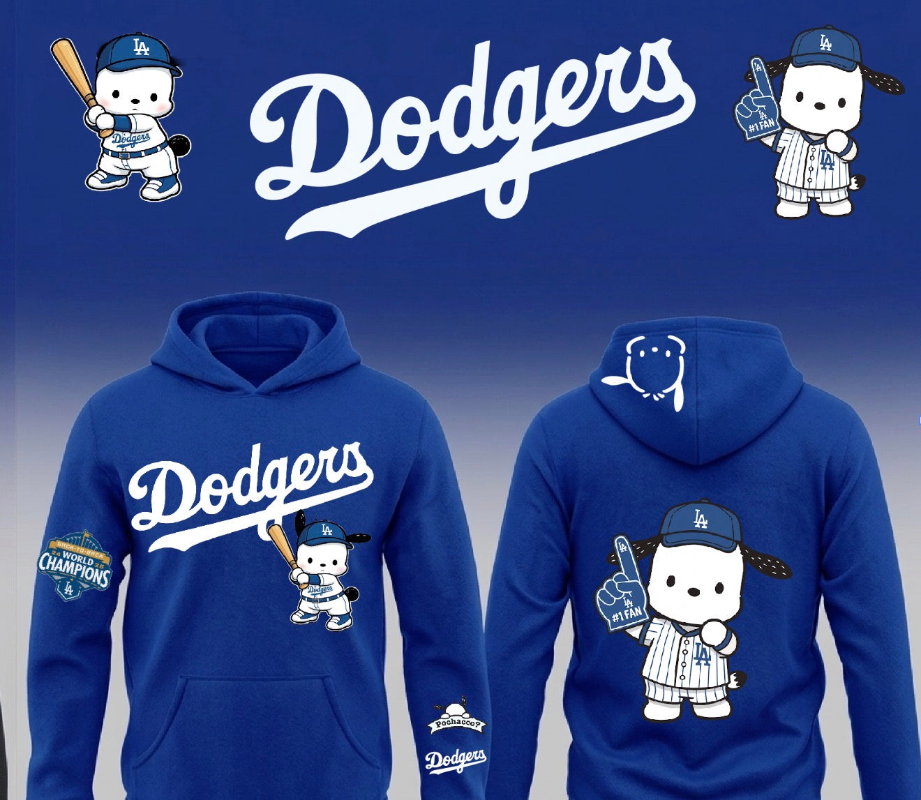Dodgers X Pochacoo Pullover Hoodie 2026 New S-5XL