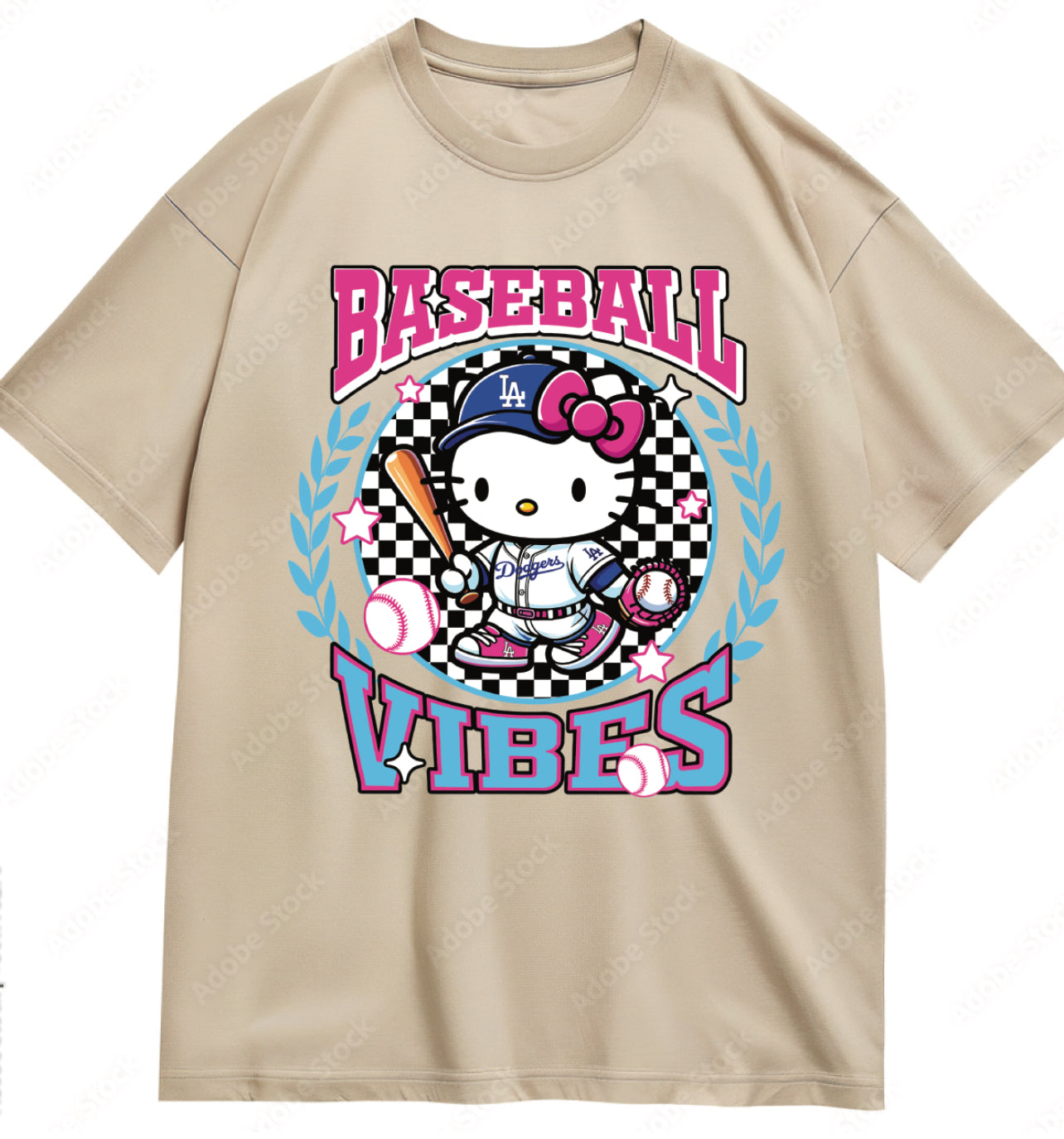 Hello Kitty x Dodgers T shirt Kids x Adult Sizes 2025