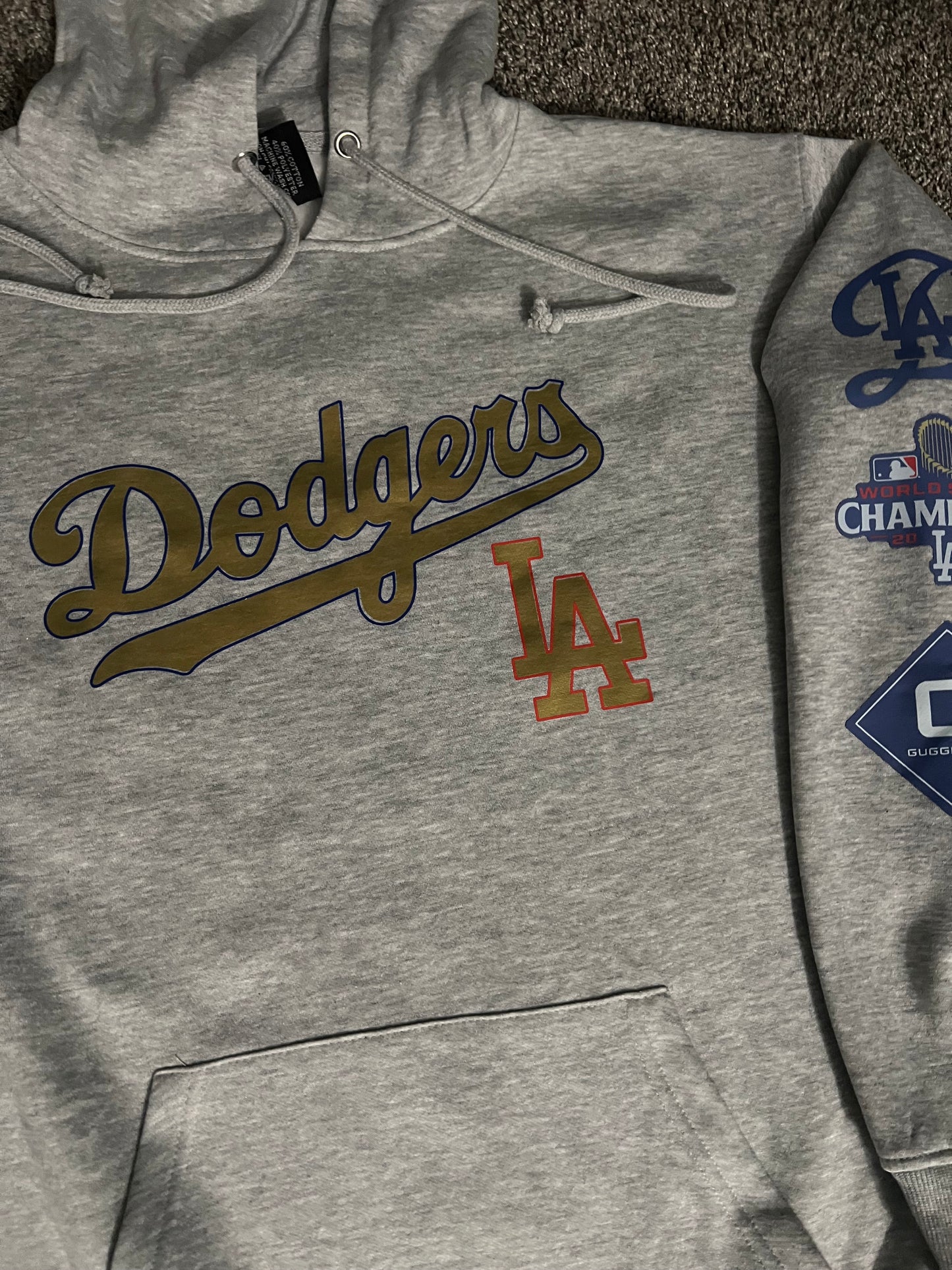 Los Angeles Dodgers Gold Print Grey Pullover  Hoodie Unisex S-5XL New 2025