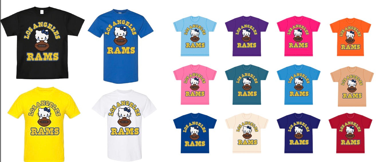 Hello Kitty x LA Rams T shirt Kids x Adult Sizes 2025