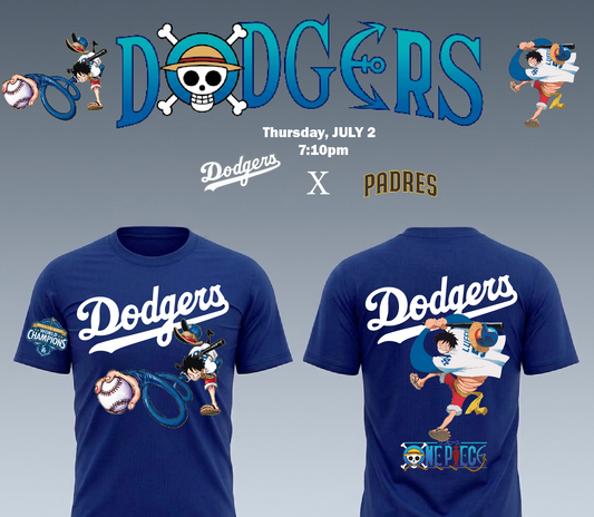 One Piece x Dodgers Night Collab T shirt
