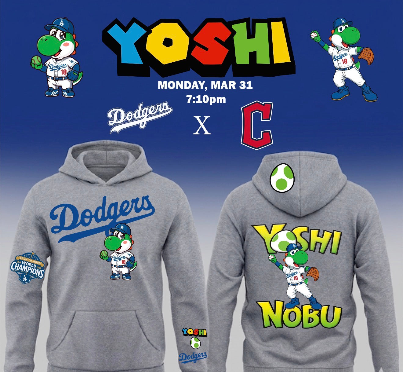 Dodgers X Yoshi Pullover Hoodie 2026 New S-5XL