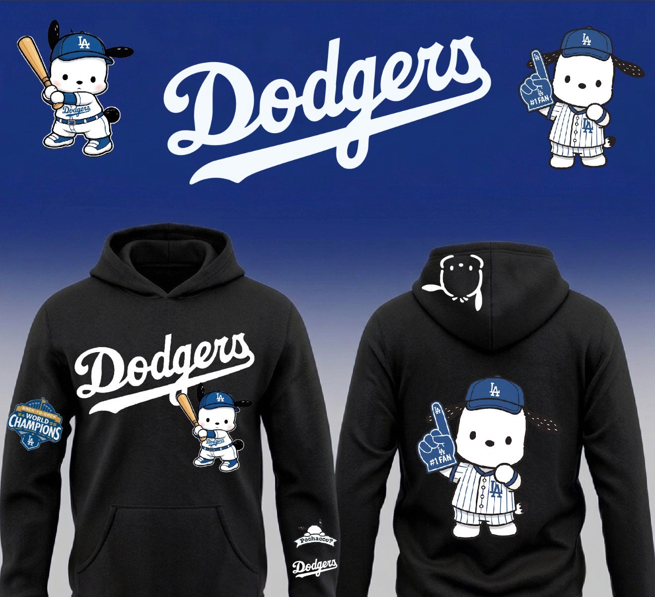 Dodgers X Pochacoo Pullover Hoodie 2026 New S-5XL
