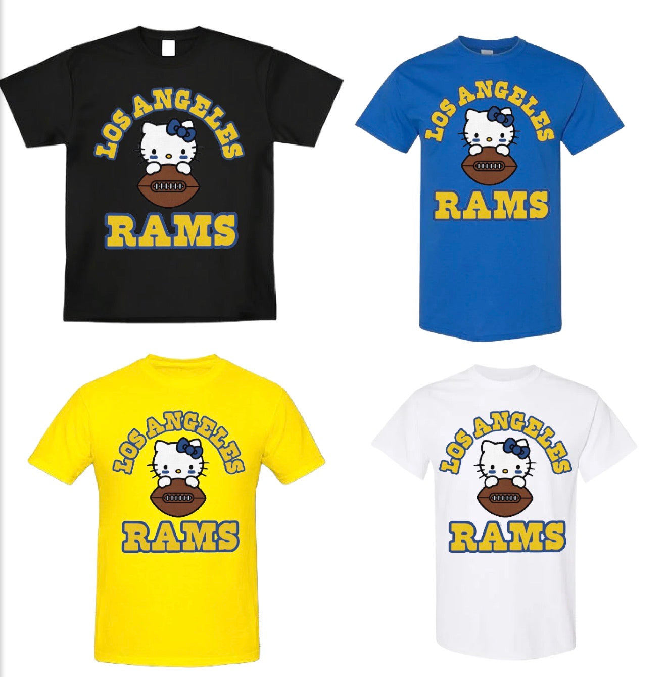 Hello Kitty x LA Rams T shirt Kids x Adult Sizes 2025