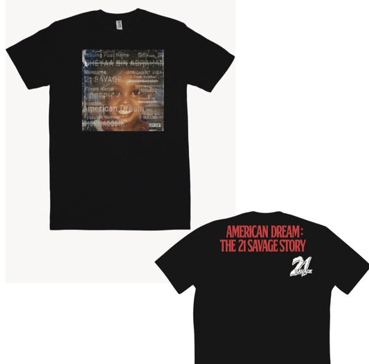 21 Savage American Dream T Shirt S-5XL New Hip Hop Merch 2024