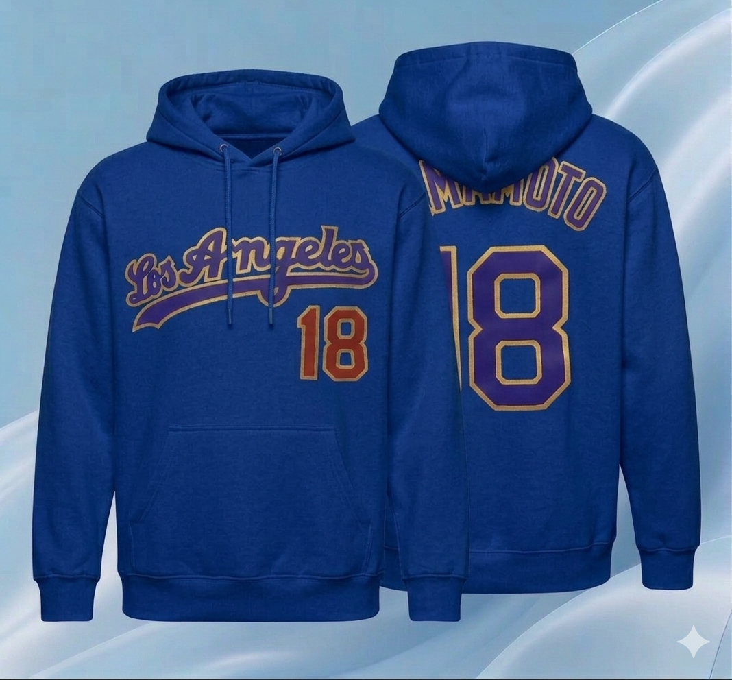 Dodgers x Yoshi Yamamato #18 Pullover Hoodie 2026 New S-5XL