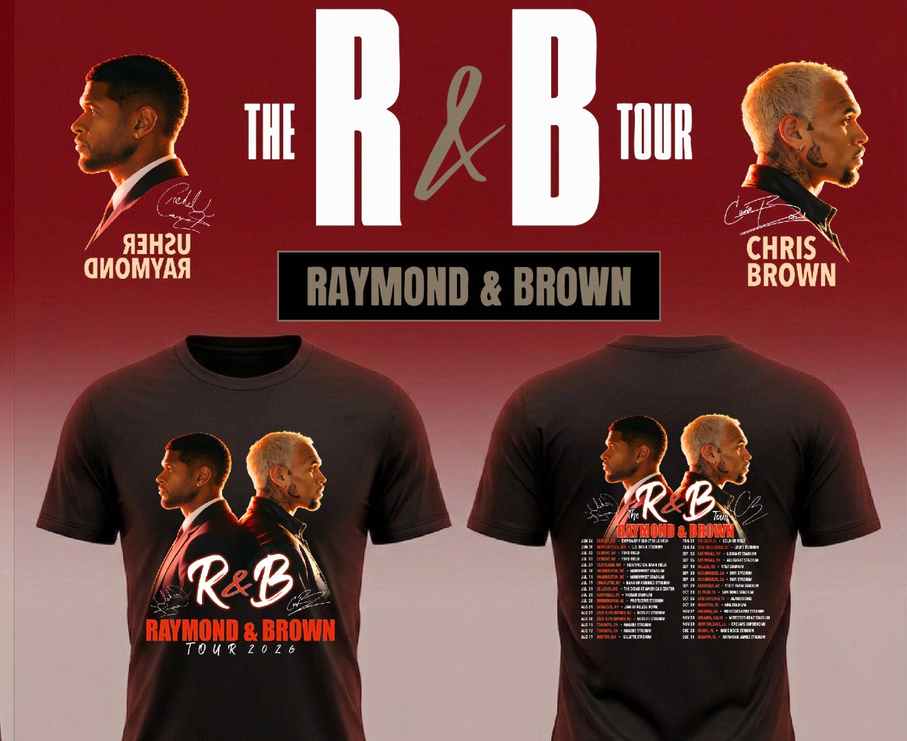 Usher & Chris Brown “R&B Tour Merch”  T shirt