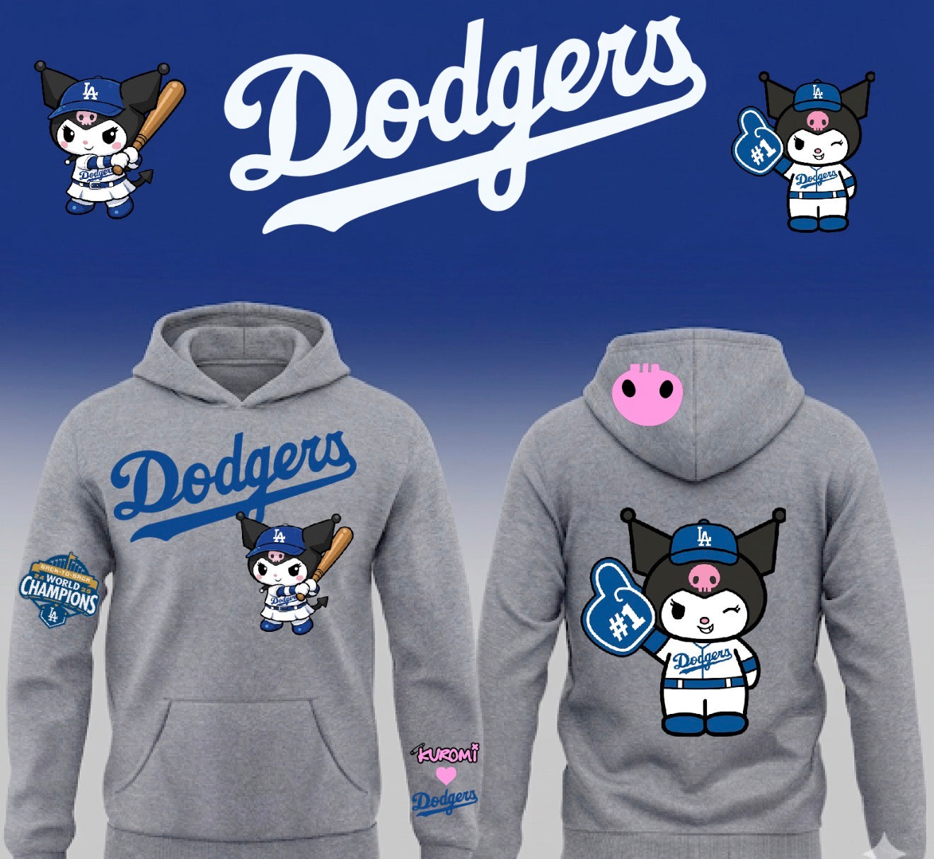 Dodgers X Kuromi Pullover Hoodie 2026 New S-5XL