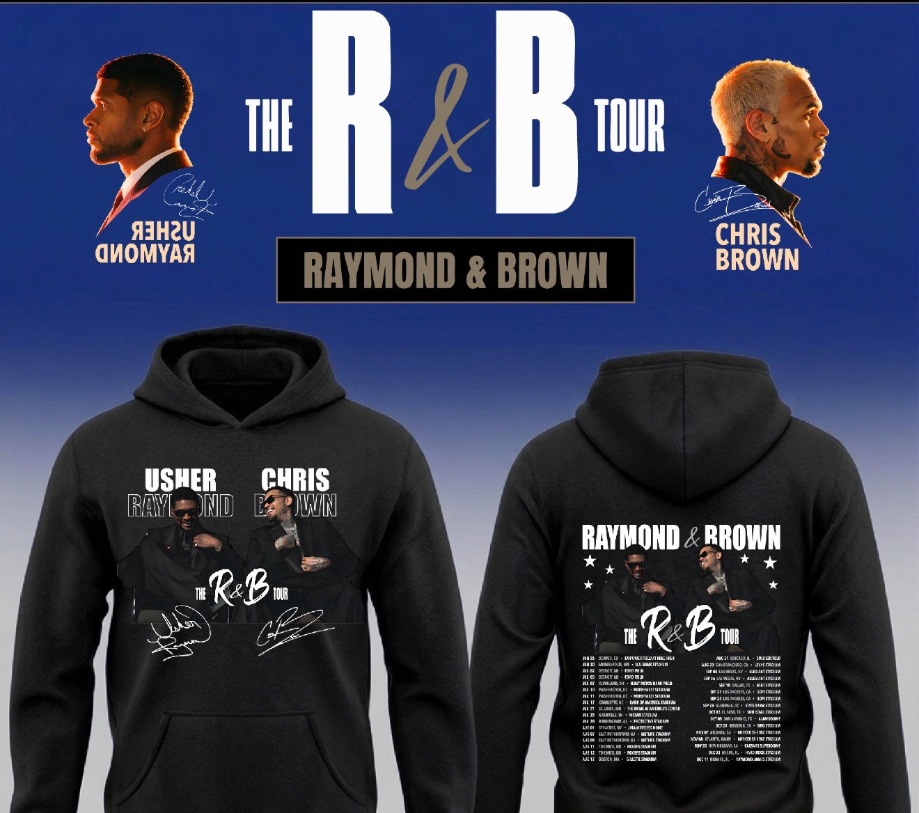 Usher x Chris Brown “R&B Tour” Pullover Hoodie 2026 New S-5XL