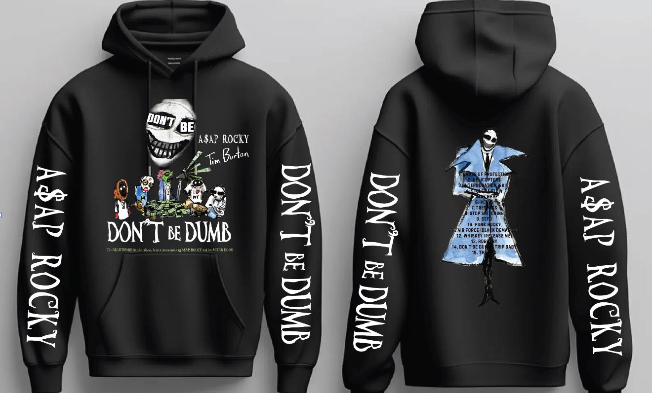 A$AP Rocky w/ Tim Burton “Don’t Be Dumb” Pullover Hoodie 2026 New S-5XL