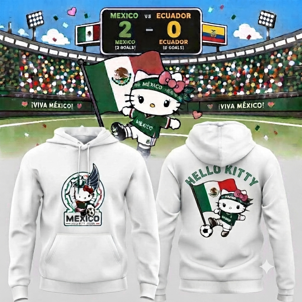 Mexico x Hello Kitty Pullover Hoodie 2026 New S-5XL FiFa 26
