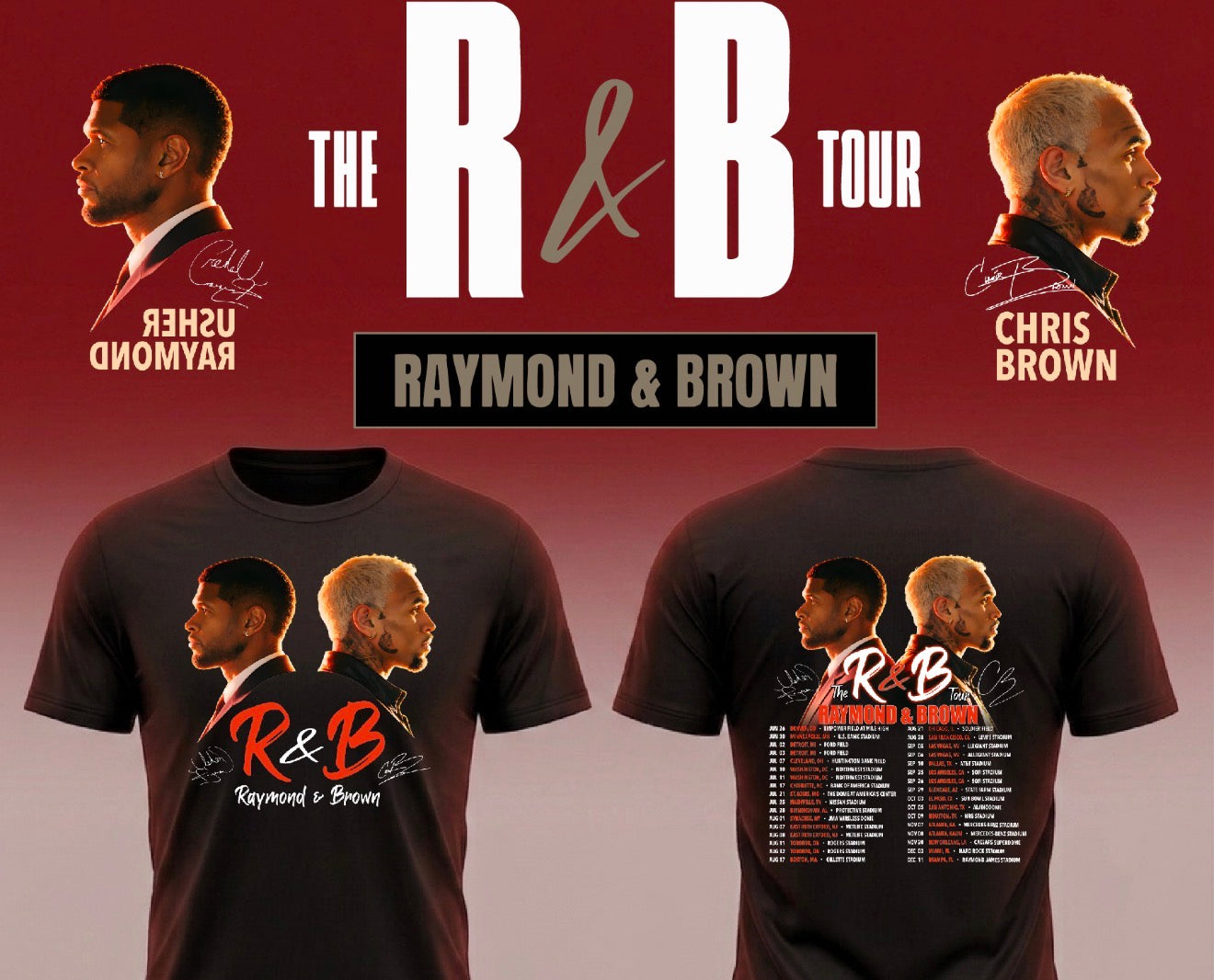 Usher & Chris Brown “R&B Tour Merch”  T shirt