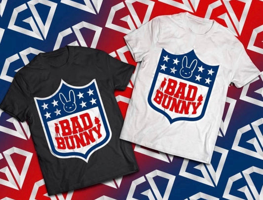 Bad Bunny Super Bowl NFL logo  T shirt New S-5XL