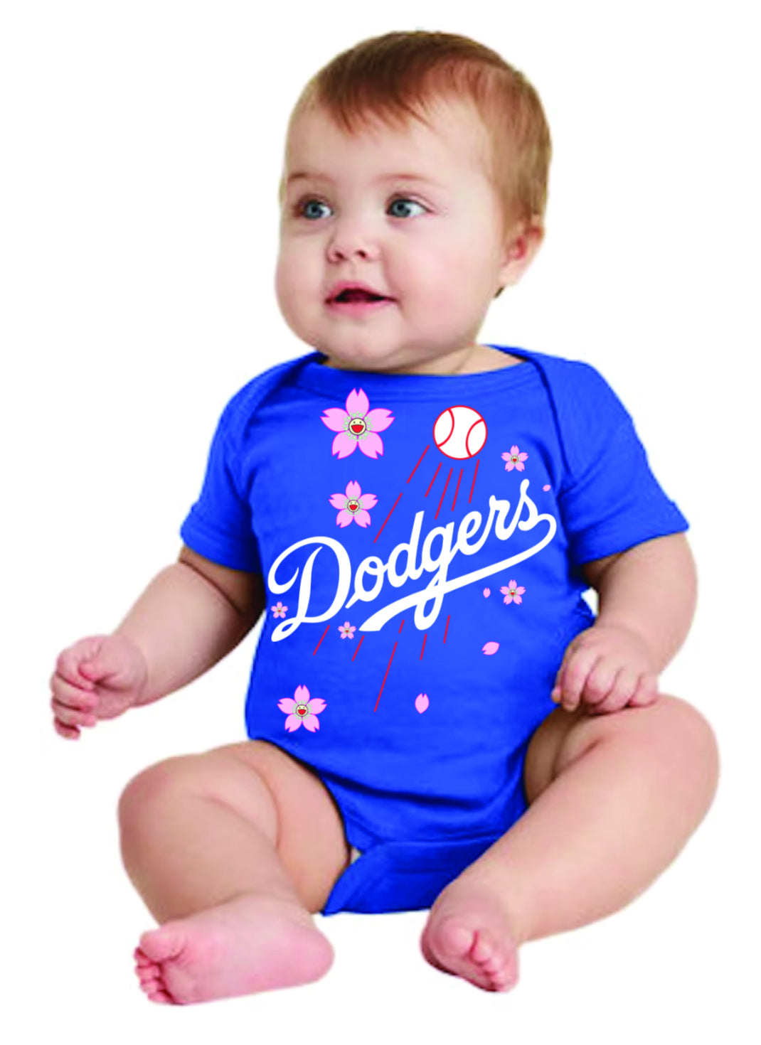 Los Angeles Dodgers Murokami Flowers Baby Onesiem