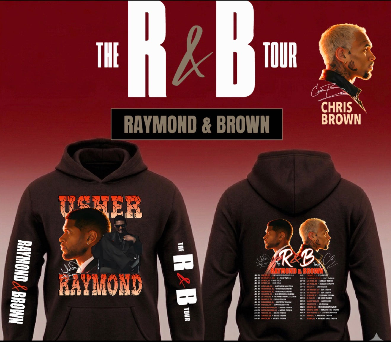 Usher “R&B Tour” Pullover Hoodie 2026 New S-5XL
