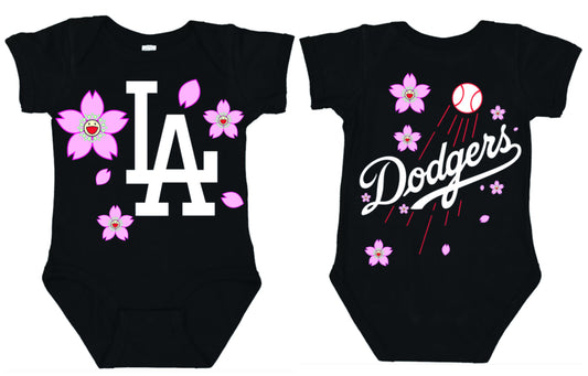 Los Angeles Dodgers Murokami Flowers Baby Onesiem