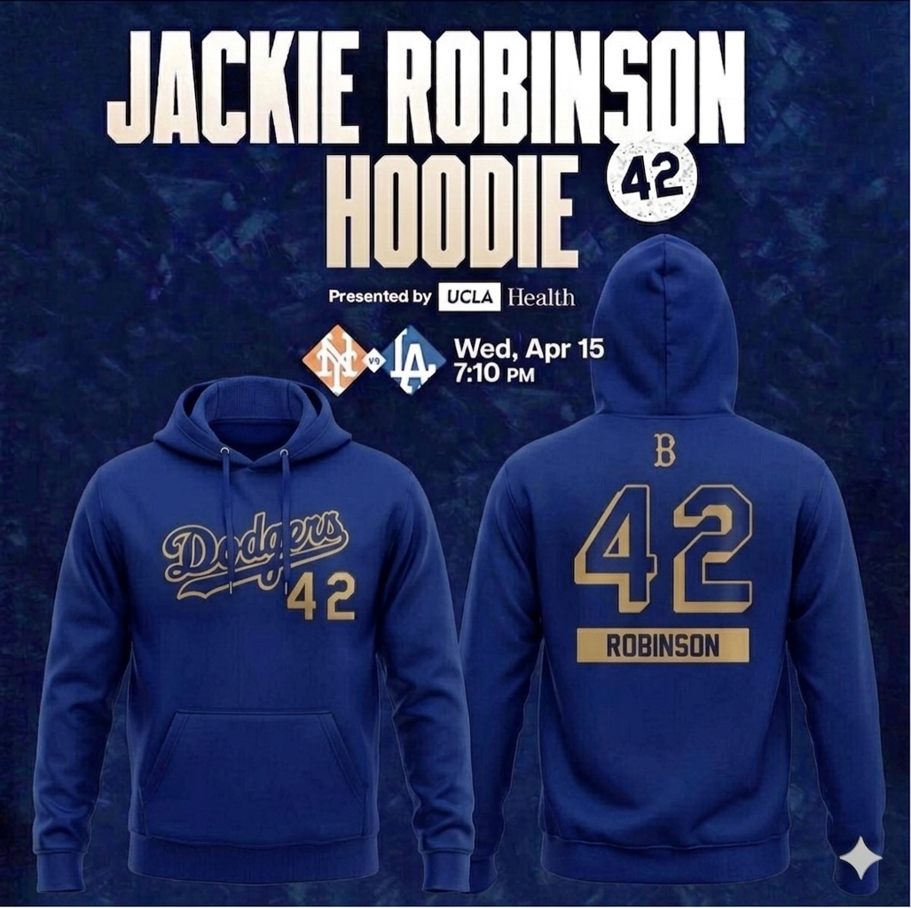 Dodgers x Jackie Robinson #42 Pullover Hoodie 2026 New S-5XL