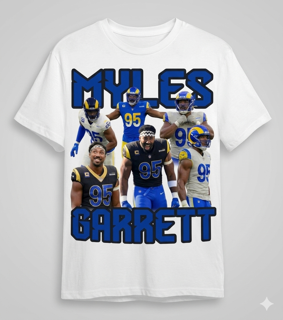 Myles Garrett #95 x LA Rams T shirt New 2026