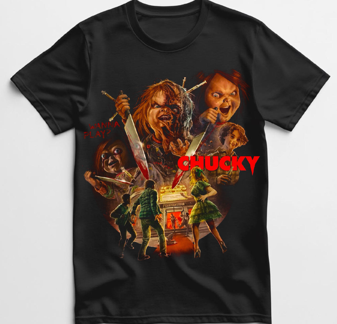 Chucky T shirt New S-5XL Classic Movie Tee Half Tone Shirt