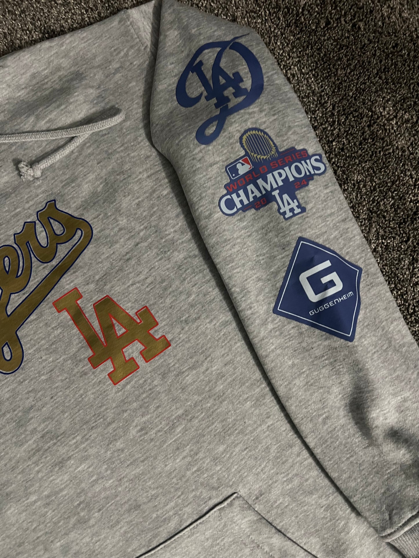 Los Angeles Dodgers Gold Print Grey Pullover  Hoodie Unisex S-5XL New 2025