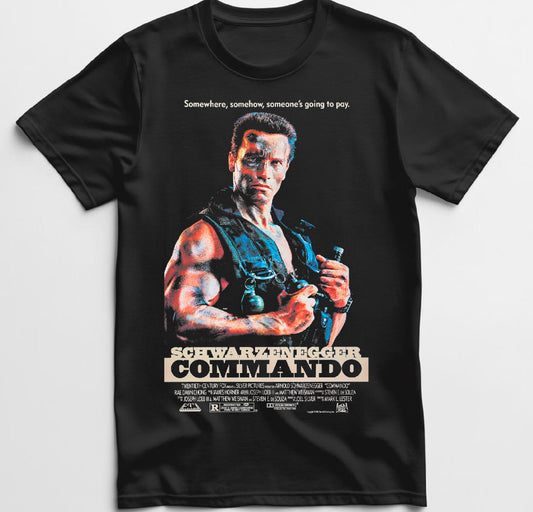 Commando T shirt New S-5XL Classic Movie Tee Half Tone Shirt