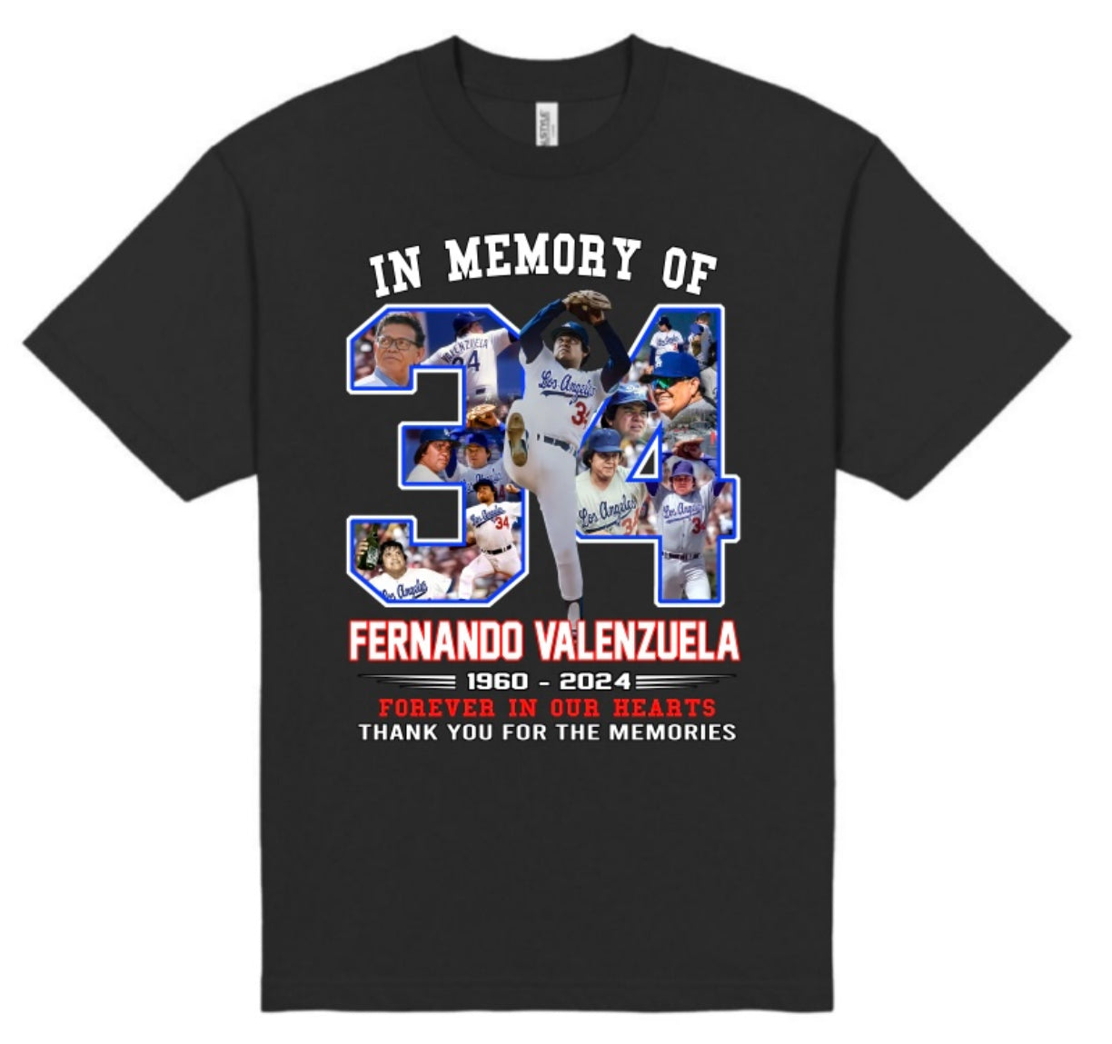 Fernando Valenzuela Dodgers Legend T shirt S-5XL 2024 K-Dot  Fast Shipping