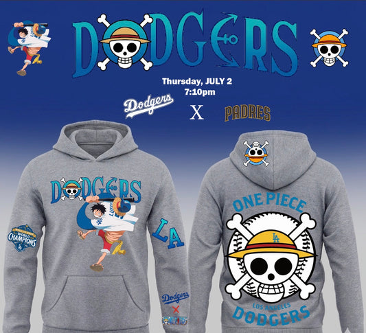 Dodgers X One Piece Luffy Pullover Hoodie 2026 New S-5XL
