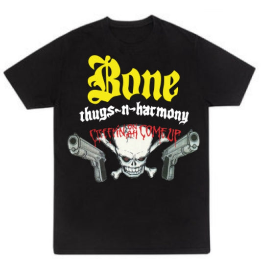 Bone Thugs N Harmony Creapin on a Come Up Skull & Guns RARE T shirt New 90s Hip Hop Merch