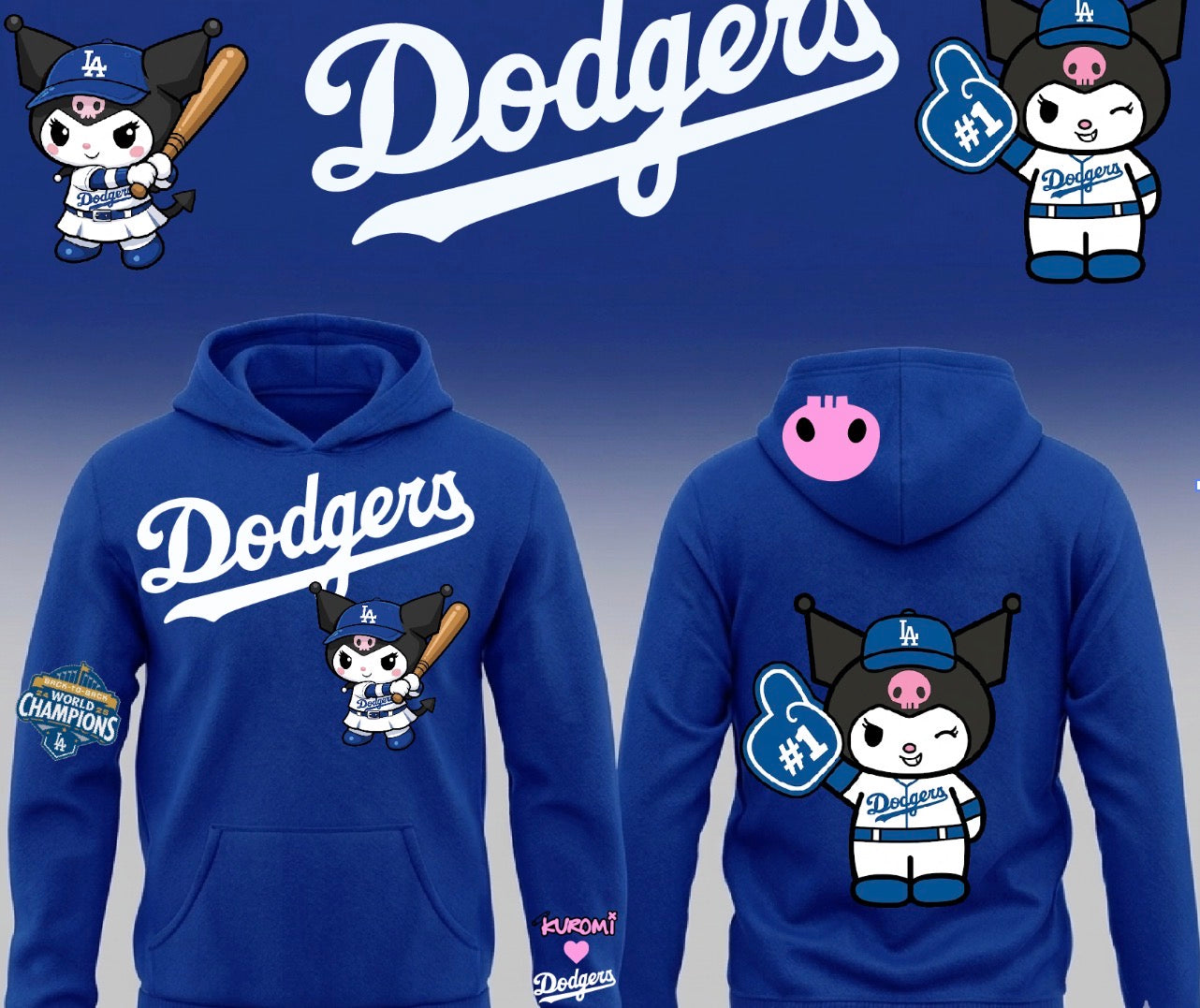 Dodgers X Kuromi Pullover Hoodie 2026 New S-5XL