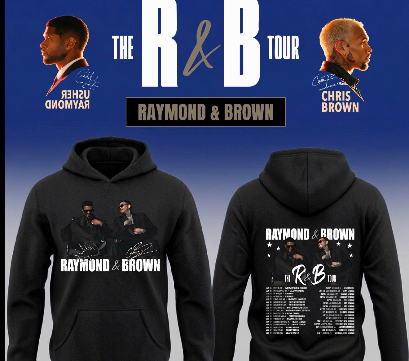 Usher x Chris Brown “R&B Tour” Pullover Hoodie 2026 New S-5XL