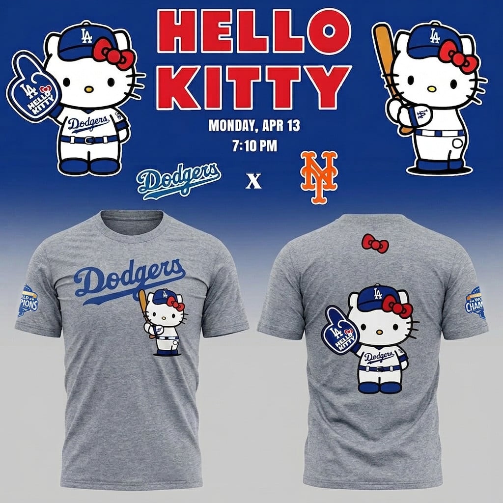 Hello Kitty Dodgers Night Collab T shirt