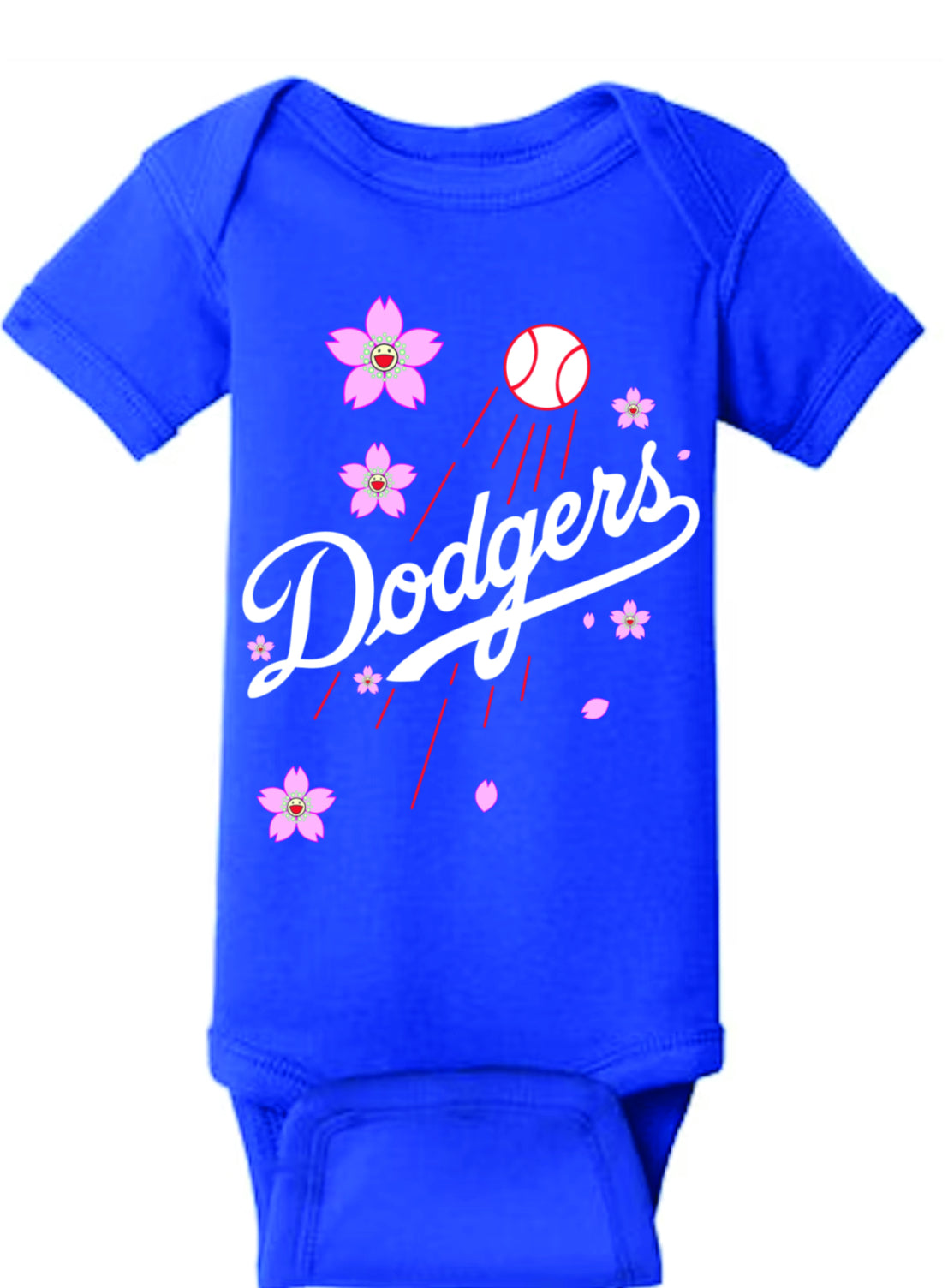 Los Angeles Dodgers Murokami Flowers Baby Onesiem