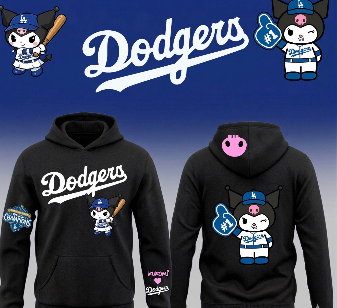 Dodgers X Kuromi Pullover Hoodie 2026 New S-5XL
