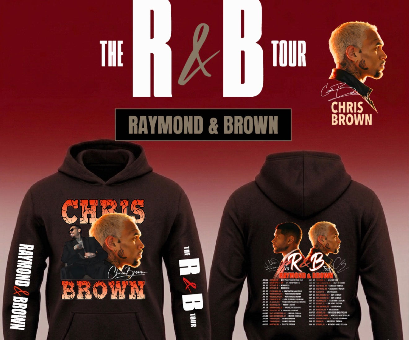 Chris Brown “R&B Tour” Pullover Hoodie 2026 New S-5XL