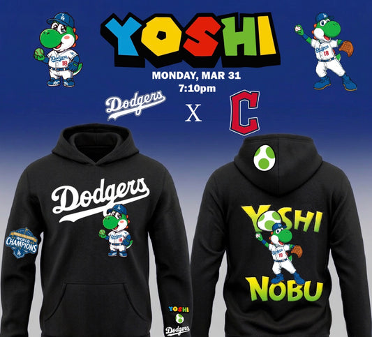 Dodgers X Yoshi Pullover Hoodie 2026 New S-5XL Black