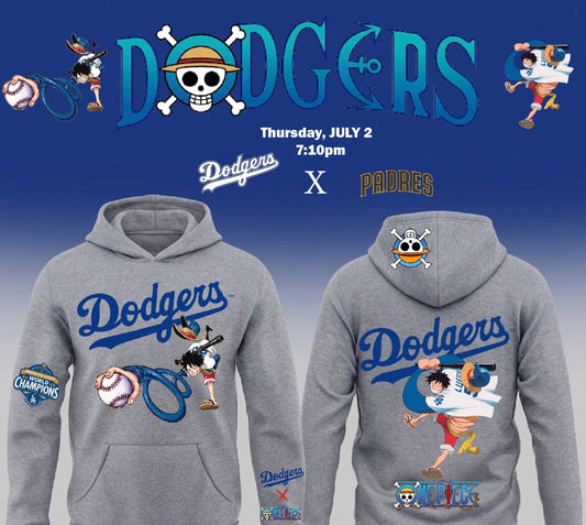 Dodgers X One Piece Luffy Pullover Hoodie 2026 New S-5XL